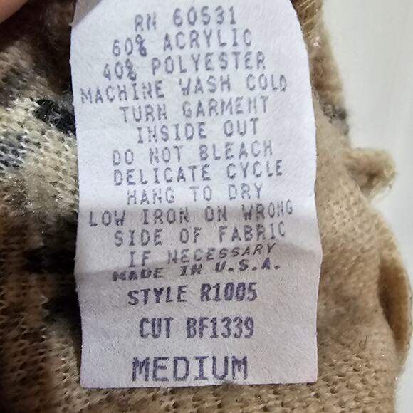 Barn Fly Collection Bison Print Western Knit Jacket SIze M - Picture 5 of 7